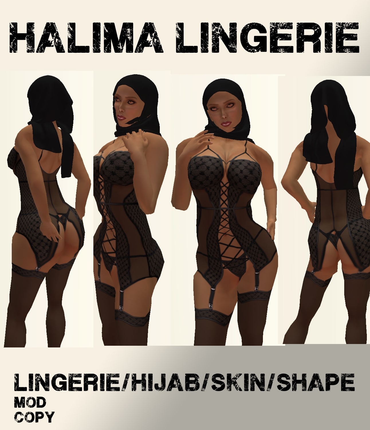 halima lingerie set with hijab for muslim and arabic women